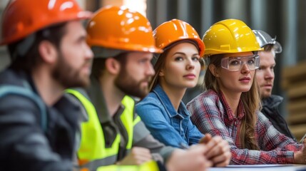 Wall Mural - generate a photo realistic image of a workplace safety committee meeting, with members discussing sa