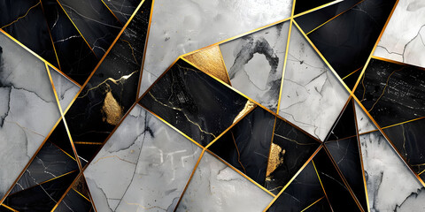 Wall Mural - geometric black and white background. luxurious textured background of black and white slabs and gol