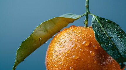 Wall Mural - A closeup shot of mandarin orange fruits on a blue background