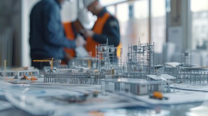 Wall Mural - Generate a photo realistic image of a construction project team allocating financial resources, with detailed budgeting charts and resource allocation plans; ensure the image is of high resolution