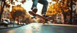 © rookielion - A skateboarder grinding on an urban rail, caught mid-action with an intense look