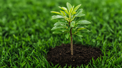 Poster - A Fresh New Start - A Small Tree Growing in Soil, Representing New Life, Growth and Hope