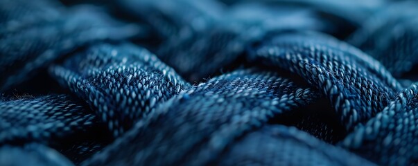 Close-up of Deep Blue Fabric Texture