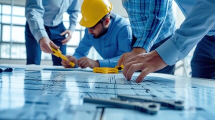 Wall Mural - Generate a photo realistic image of a construction project team participating in a workshop on cost efficiency, with detailed financial charts and efficiency plans