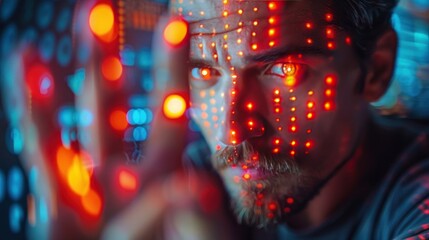 Wall Mural - Man with Red Lights on Face