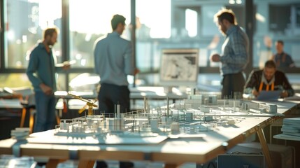 Wall Mural - generate a photo realistic image of a construction project team implementing financial strategies, w