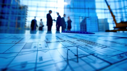 Wall Mural - Generate a photo realistic image of a construction project team participating in a workshop on expense management, with detailed financial charts and management strategies