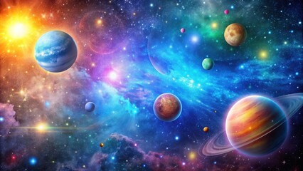 Wall Mural - Space galaxy background with colorful stars and planets, space, galaxy, background, stars, planets, universe, astronomy