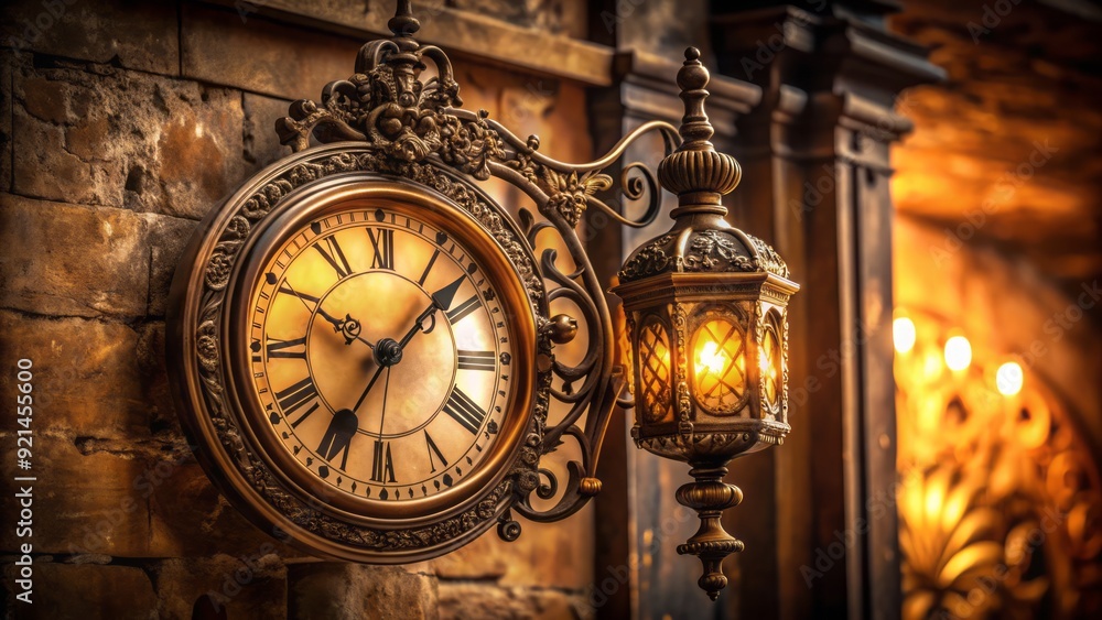 Antique bronze clock with intricate ornate details and Roman numerals ...