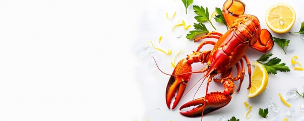 Wall Mural - Cooked Lobster with Lemon and Parsley Garnishes