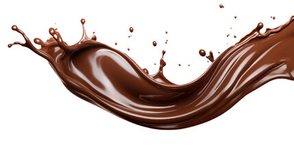 Dark chocolate liquid splash isolated on transparent white background, clipping path