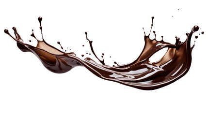 Dark chocolate liquid splash isolated on transparent white background, clipping path