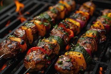 Poster - Grilled Meat and Vegetable Skewers