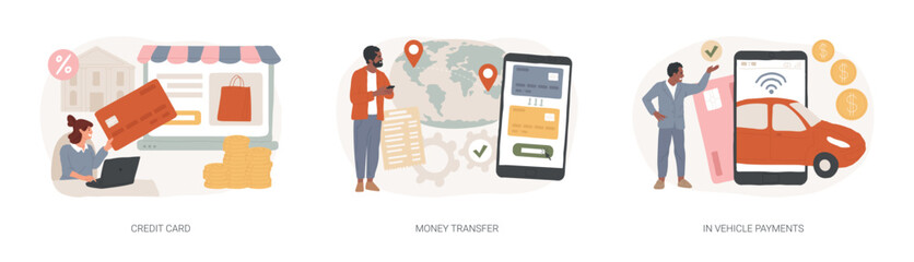 Wall Mural - digital payment isolated concept vector illustration set.