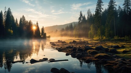 Wall Mural - beautiful nature landscape panoramic photo