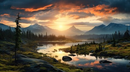 Poster - beautiful nature landscape panoramic photo