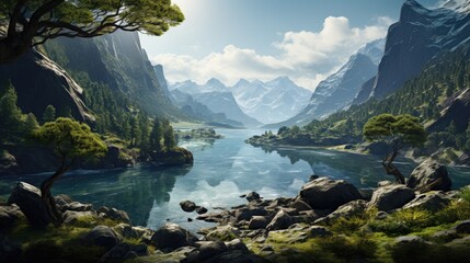 Poster - beautiful nature landscape panoramic photo