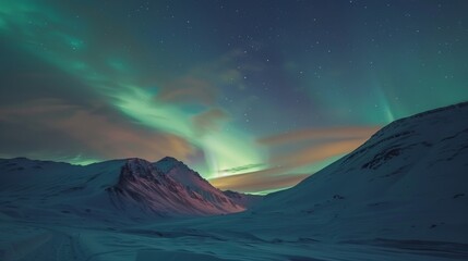 Poster - Aurora borealis dances with vibrant greens and purples in the polar sky, a celestial ballet.