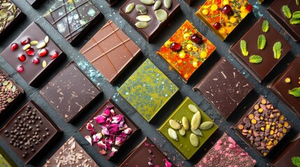 Canvas Print - Chocolate bars with unique regional flavors and ingredients from around the world.