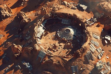 Wall Mural - ai generative shelter at planet mars