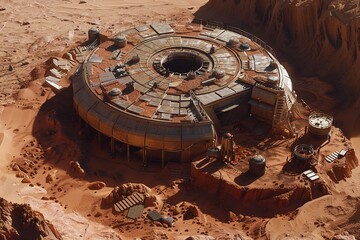 Wall Mural - ai generative shelter at planet mars