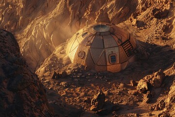Wall Mural - ai generative shelter at planet mars