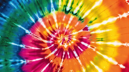 Poster - A close up of a tie dye pattern on an orange, yellow and blue background, AI