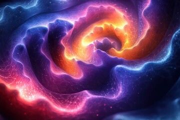 Wall Mural - mesmerizing fractal artwork with swirling patterns in vibrant neon colors intricate geometric shapes