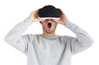 © Damir Khabirov - Screaming man experiencing virtual reality with VR headset