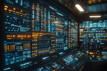 Wall Mural - Futuristic Data Center with Glowing Servers Highlighting Technological Advances in Data Storage and Management