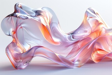 Wall Mural - Abstract Pink and Orange Glass Sculpture