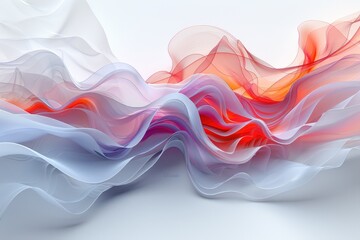 Wall Mural - Abstract Wave Pattern with Red, Pink, and Blue Tones