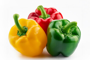 sweet pepper, red, green, yellow paprika, isolated on white background, clipping path, full depth of field