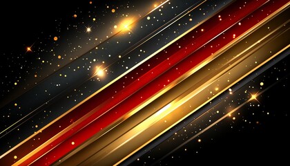 Wall Mural - Abstract Geometric Design with Gold and Red Stripes on Black Background