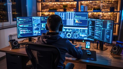 Programmer Working Late at Night