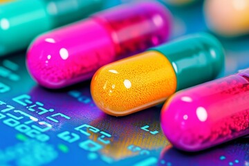 colorful pharmaceutical pills on a bright background emphasizing diversity in medication