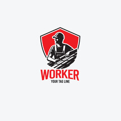 Wall Mural - rooder, handyman, worker, logo simple silhouete, black and wahite construction logo, black and white worker logo, roof service logo