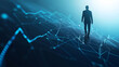 © CSRRDRGZ - hombre empresario subiendo sobre una grafica de datos de tecnologia crecimiento y exito empresarial y profesional progreso economico