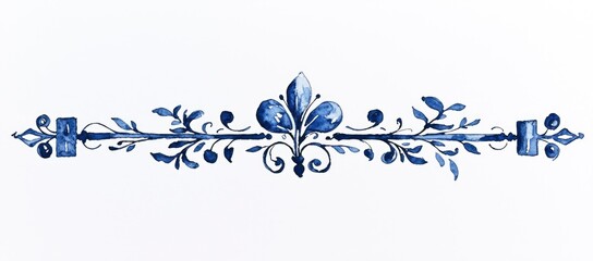 blue and white watercolor floral divider