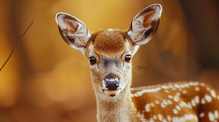 Wall Mural - Gentle deer fawn on a soft brown background 32k, full ultra HD, high resolution