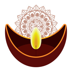 Sticker - diwali diya lamp decoration