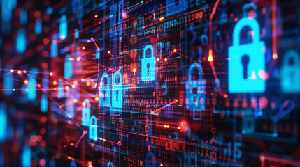 Wall Mural - concept of data encryption with a visual representation of data being transformed into an encrypted 