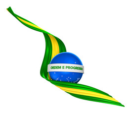 Canvas Print - Ribbon with Brazilian flag in 3d render illustration with transparent background