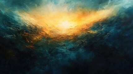 Wall Mural - Abstract depiction of light piercing through a dark horizon, capturing the essence of hope and new beginnings