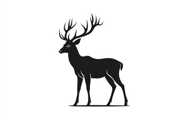 Canvas Print - Silhouette of a Deer with Large Antlers