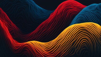 A dynamic, textured backdrop with a vibrant gradient of blue, yellow, and red, featuring an abstract, glowing wave