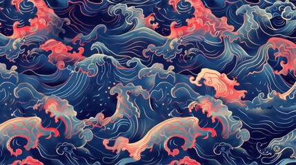 Wall Mural - vibrant waves create a dynamic and artistic representation of ocean movement and energy