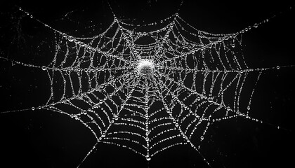 Spider web traps insect in spooky, wet nature generated by AI