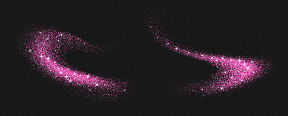 Wall Mural - pink glitter splashes, shiny star dust explosion, shimmer spray effect, festive holiday particles is