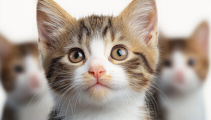 Canvas Print - Cute kitten staring with playful curiosity, fluffy fur generated by AI